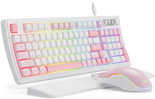 SABLUTE Gaming Keyboard and Mouse, Quiet Membrane with RGB Backlit - Pink by SABLUTE