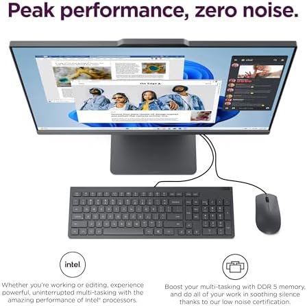 Lenovo ThinkCentre All-in-One Desktop Computer, 24" FHD IPS Display, 8-core Intel Core i5-13420H Processor, 32GB DDR5, 1TB SSD, USB-C, Wi-Fi 6, HDMI in&Out, Wired KB&Mouse, Windows 11 Pro - Image 5