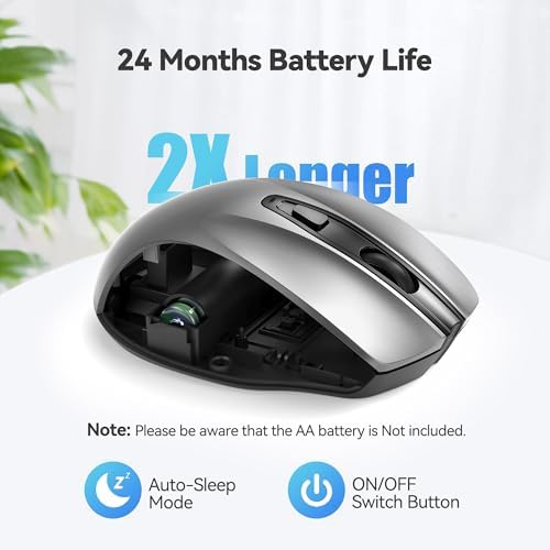 TECKNET Wireless Mouse, 2.4G Ergonomic Computer Mouse, 2600 DPI, Silver - Image 5