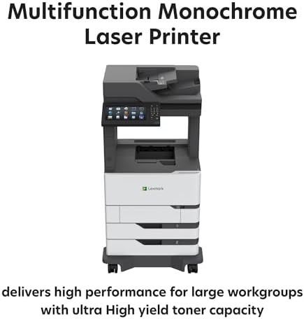 Lexmark MX822ade Monochrome Laser, Integrated Duplex (2-sided printing), 10-inch color touch screen, Energy Star, Print Speed: Up to 55 ppm, Recommended Monthly Page Volume: 3000-50000 pages (25B2000) - Image 2