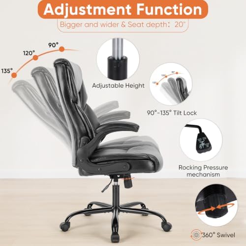 Sweetcrispy Computer Desk Chair, Lumbar Support Video Game Chair PU Leather - Image 4