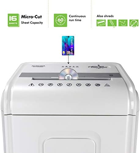 Aurora Heavy Duty High Security 16-Sheet Micro-Cut Shredder/Anti-Jam/60 Min Run Time/ 7-Gallon Pullout Basket and Casters, AU1680MA - Image 2