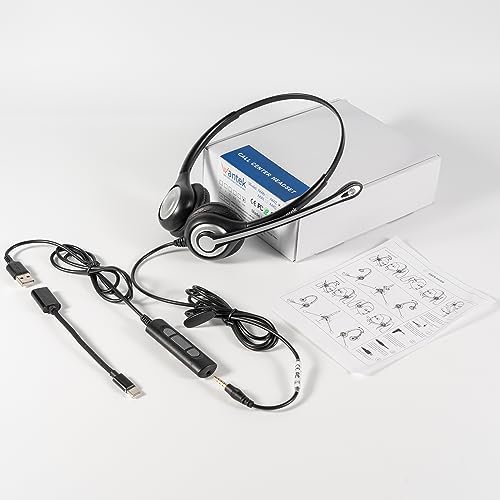 Wantek 3-in-1 USB/3.5mm/Type-C Headset with Noise Canceling Mic, Binaural Computer Headphones with in-Line Controls for PC, Laptop, Office - Image 6