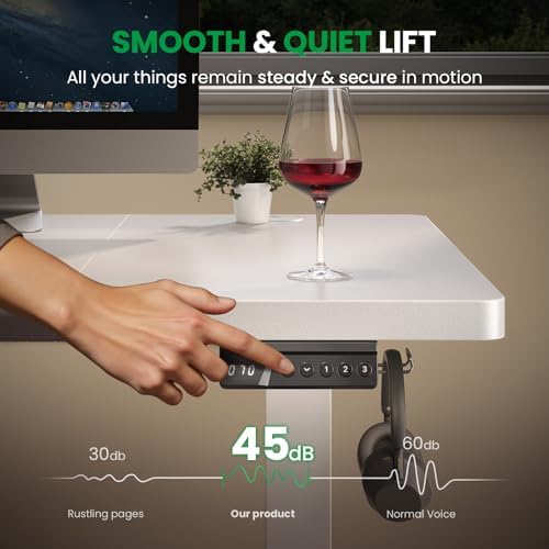 White 63x30 in Electric Standing Desk, 1 Inch Thick Tabletop - Image 4