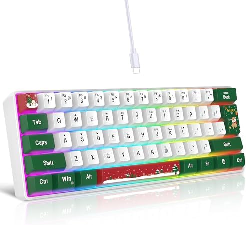 Snpurdiri 60% Wired Gaming Keyboard, RGB 61-Key (Red Green White) by Snpurdiri