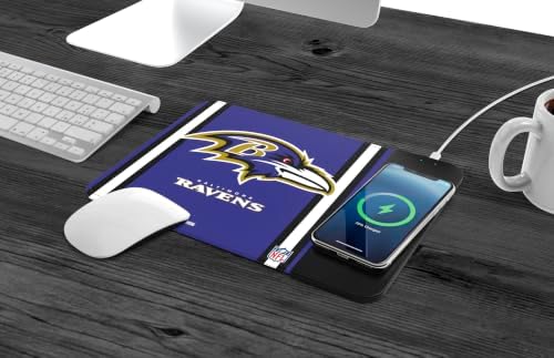 SOAR NFL Official Established Primary Logo Wordmark Home Office Wireless Charging Mouse Pad Mat 11.8" x 8.6" (Baltimore Ravens) - Image 2