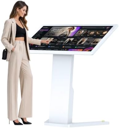43 Inch Touch Screen Self Service Kiosk, 500-Nit FHD 1080P Floor Standing Digital Signage Display with Android 13, Interactive Information Kiosk for Wayfinding, Hotel, Retail and Advertising by QIXZOCV