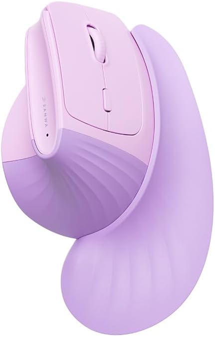 SANWA Wireless Ergonomic Mouse for Large Hands with Wrist Rest, Purple by SANWA