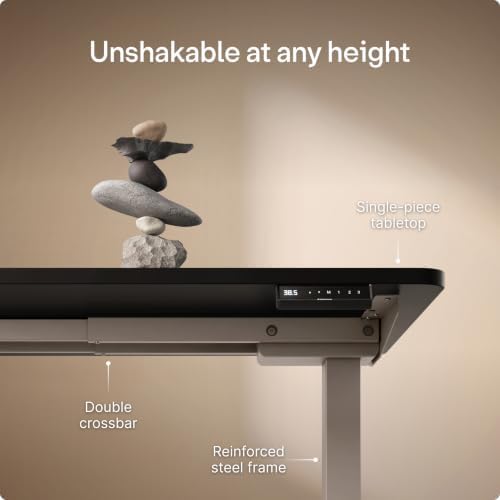 Desktronic HomePro Standing Desk 54x28 — Made in Europe, Ergonomic Sit Stand Home Office Desk, Electric Height Adjustable, Dual Motor, USB & USB-C Charging, Wobble-Free, Touchscreen, 3 Memory Presets - Image 3
