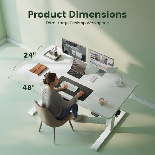 CubiCubi 48 x 24 Electric Standing Desk, Height Adjustable, White - Image 3