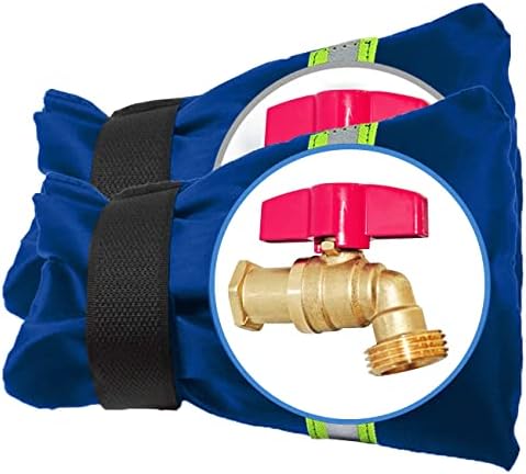 Outdoor Faucet Covers for Winter Freeze Protection, Upgraded Thicken 8.5" H x 6.1" W Outside Garden Faucet Socks for Winter Hose Bibs Insulated Spigot Cover, 2 Pack Reflective Blue by POROLIR