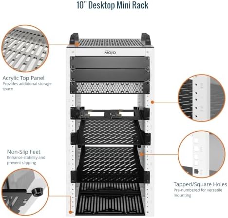 Tecmojo 12U Network Rack, 10 inch Mini Server Rack with 2 Side Translucent Panels & 2 Top Handles, 10.23 inch Deep, for 10 inch IT Equipment & A/V Devices, White - Image 3