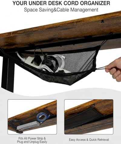Acrolix 40x24 Electric Standing Desk with Cable Net, Rustic Brown - Image 5