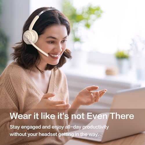 Bluetooth Headset, Wireless Headset with Mic for Work, Noise Cancelling Microphone, USB Dongle,Charging Stand, Mute Button for PC, Zoom, Teams, Office & Call Center, Cell Phones, Work from Home - Image 6