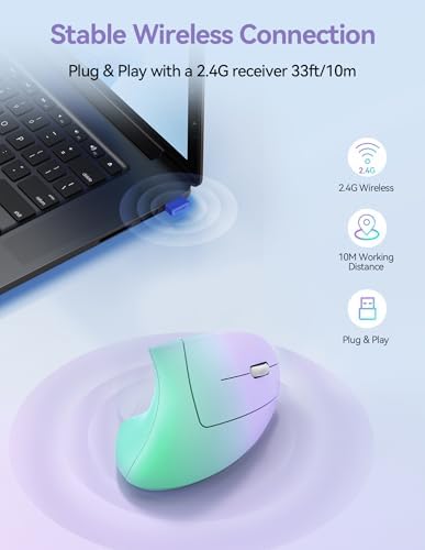 TECKNET Wireless Ergonomic Mouse, Rechargeable Wireless Vertical Mouse - Image 4