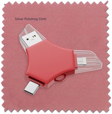 USB Flash Drive 128gb, Techkey® Pen Drive with Silver Polishing Cloth and Velvet Bag Set for Smartphone/Laptop/Pc/Android(Pink) - Image 4