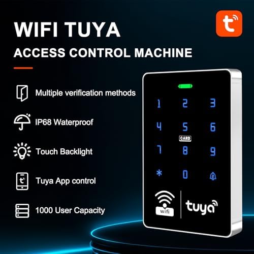 S10 TUYA Wi-Fi Access Control Keypad, IP68 Waterproof, RFID Touchscreen Access Controller, Mobile App Door Opening, Password Keypad, 1000 User Capacity, Home Single and Double Door Access - Image 3