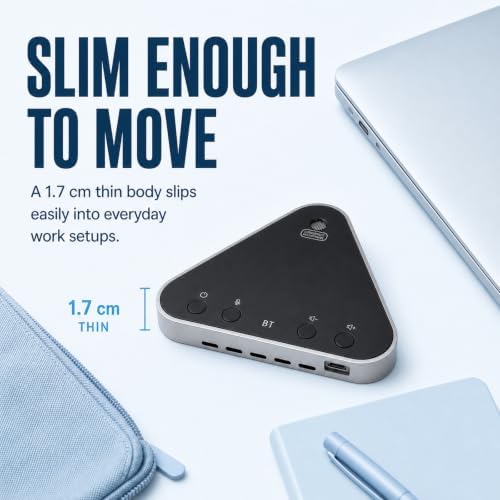 Bluetooth Conference Speaker and Microphone, Bluetooth Speakerphone for Small Meeting Room，Wireless Conference Speaker 360°Voice Pick up with Noise Cancellation Mics for Computer/Laptop - Image 7