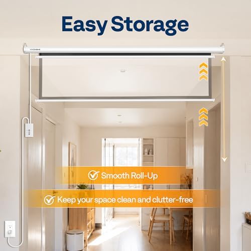 VIVOHOME 72 Inch 16:9 Motorized Projector Screen, White - Image 6