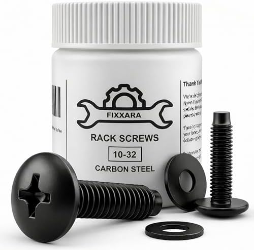 10-32 Rack Screws & Nylon Washers, Carbon Steel, 50-Set Truss Head by FIXXARA