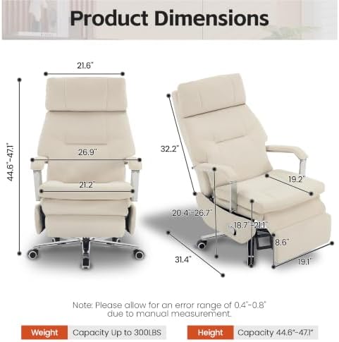 HUBSON 360° Swivel Big and Tall Velvet Executive Office Chairs, Beige - Image 2