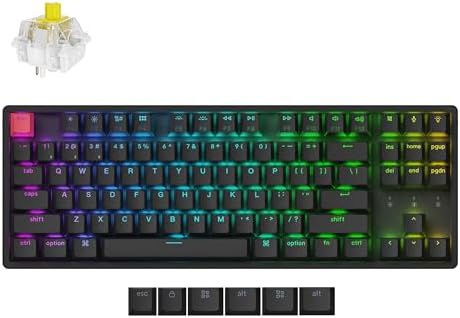 Keychron K8 V2 Wireless RGB Mechanical Keyboard, 87-Key TKL Layout, QMK Launcher Customizable, Hot-Swap Red Switch, Shine-Through Keycaps, Bluetooth 5.2 & Wired, Aluminum Frame, for Mac Windows Linux by Keychron