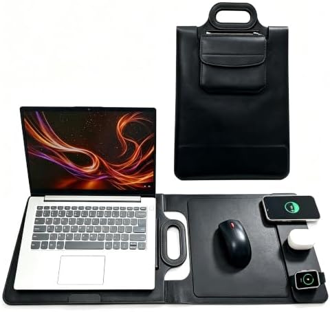 Wireless Charging Laptop Bag for 16-Inch Laptops, Foldable Desk Mat,Black by Unknown