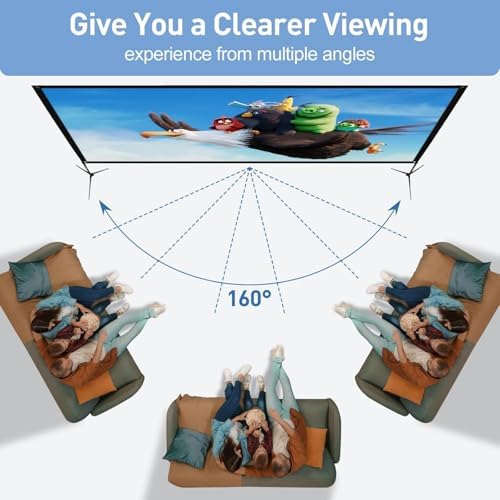 120 Inch Projector Screen with Stand, 16:9 4K HD Portable Movie Screen, Front/Rear Indoor Outdoor Projector Screen, Wrinkle-Free Screen with Carry Bag for Backyard Moive Night, Camping, Home Theater - Image 4