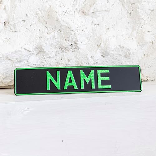Custom Black on Black Nameplate Name Plate European License Home Decor Metal Art Personalized Front Delete Interior Funny Gift (Crystal green) - Image 2