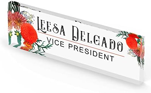 ARTBLOX Personalized Acrylic Desk Name Plate, Autumn Flowers, Card Holder - Image 5