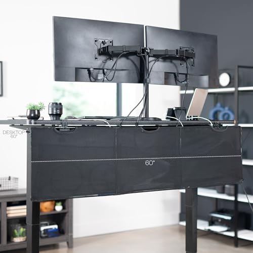 VIVO Black Clamp-on 60 inch Desk Cable Management Sleeve, DESK-SKIRT-60P - Image 4