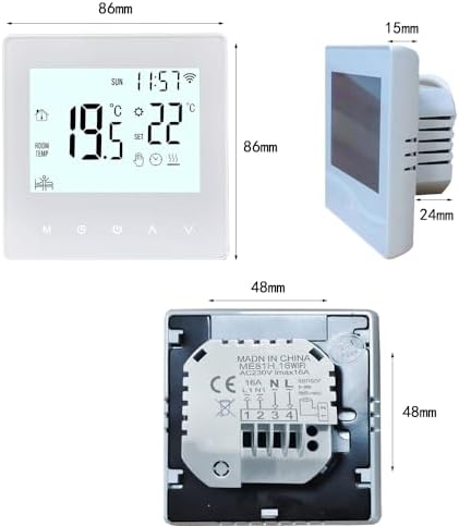 Aoresac Thermostat Smart Tuya WiFi Thermostat 16A Digital Programmable LCD Display Underfloor Heating Temperature Controller Digital Intelligent Wall Thermostat for Electric Heating - Image 7