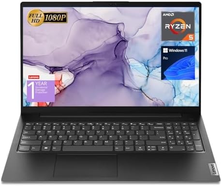 Lenovo V15 Laptop, 15.6" FHD Display, AMD Ryzen 5 5500U Hexa-core Processor (Beat Intel i7-1065G7), 16GB RAM, 512GB SSD, HDMI, RJ45, Numeric Keypad, Wi-Fi, Windows 11 Pro, Black by LENOVO