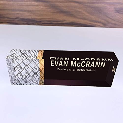 Artblox Personalized Name Plate for Desk | Net Design On Clear Acrylic Glass | Custom Plaque Desk Name Plate Personalized Your Name and Credentials Office Office Sign Engraved Plaque - Image 4