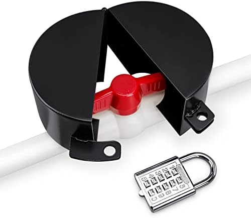 Water Spigot Lock with Combination Padlock, Outdoor Faucet Lock Cover, Fits 1-1/2 to 3-1/2 Inch Valve Handles to Prevent Water Theft for Outdoor, Garden, and Commercial Use (Black) by TEMEILI
