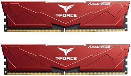 TEAMGROUP T-Force Vulcan DDR5 32GB (2x16GB) 6000MHz (PC5-48000) CL38 Intel XMP 3.0 & AMD Expo Compatible Desktop Memory Module Ram Red FLRD532G6000HC38ADC01 by TEAMGROUP