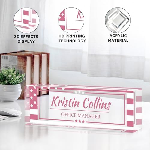 Custom Name Plate for Desk, Personalized Desk Name Plate on Clear Acrylic Glass, Appreciation Gifts for Teacher Employee Boss Coworkers Nurse, Office Desk Accessories for Women Men (Dusty Pink) - Image 5
