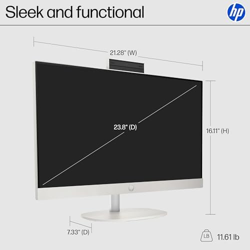HP 23.8 inch All-in-One Desktop PC, FHD Display, Intel Core i5-1334U, 16 GB RAM, 512 GB SSD, Intel UHD Graphics, Windows 11 Home, Shell White, 24-cr0112 (2025) - Image 5