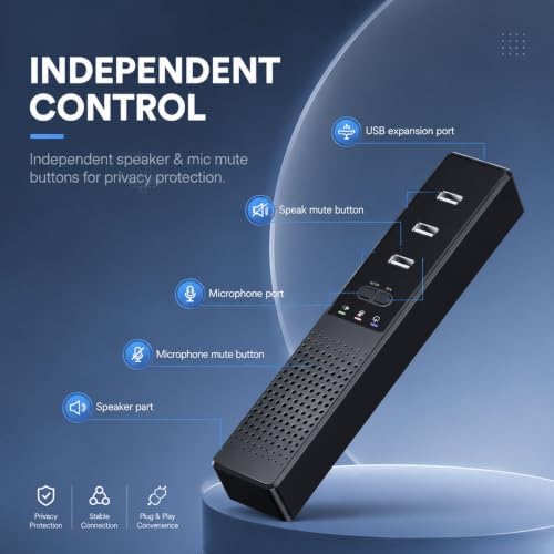 Conference Speakerphone for PC & Laptop, Bluetooth Speakerphone with AI Noise Reduction, 360° Voice Pickup, USB-C Plug and Play, Compatible with Zoom, Microsoft Teams, Skype & Webex - Image 6