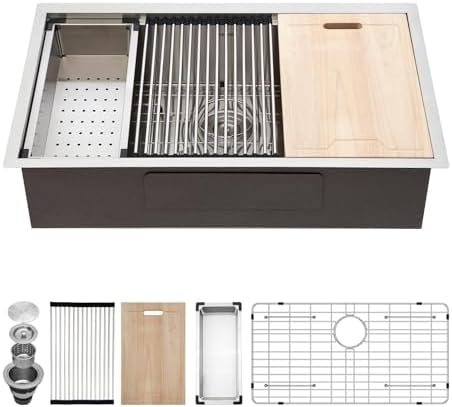 Kichae 33 Undermount Kitchen Sink Stainless Steel 16 Gauge Workstation by Kichae