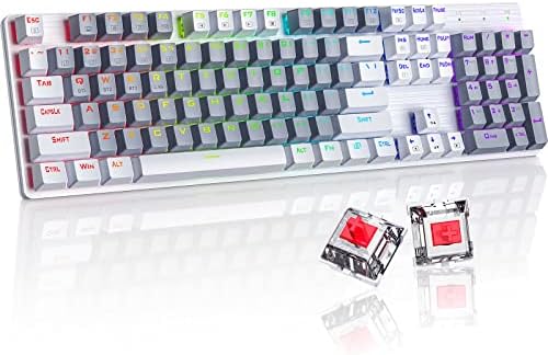 RisoPhy Wireless Mechanical Keyboard, Triple Mode 2.4G/USB-C/Bluetooth Gaming Keyboard, 104 Keys Programmable, Customize RGB Backlit, Red Switch, Bicolor PBT Keycaps, Rechargeable Wired for Laptop PC by RisoPhy