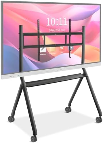 Interactive Whiteboard Portable Stand for 55"-86" Smart Board, Four Lockable Wheels, Sleek Design for The Modern Office or Classroom by PWR4GTR