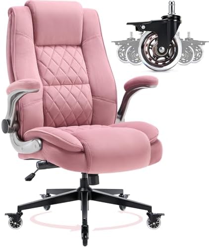 Fabric High Back Office Chair, Thick Padded Ergonomic Computer Desk Chair by Unknown