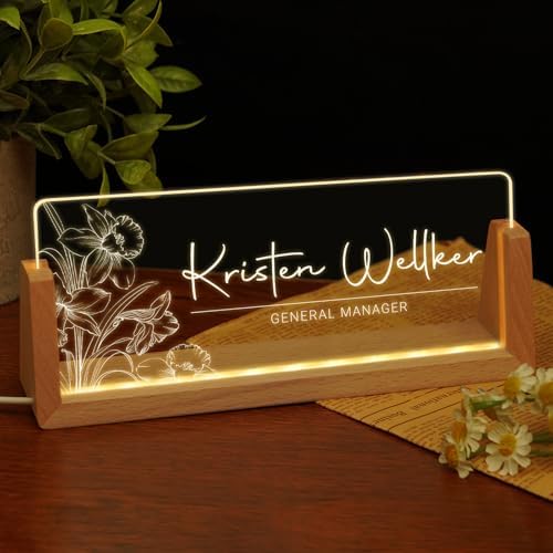 Custom Name Plate for Desk, Personalized Light Up Acrylic Desk Name Plate, Personalized Office Gifts for Boss Coworkers Teacher, Employee Appreciation GIfts, Office Decor for Women Men by EOBIBIFUN