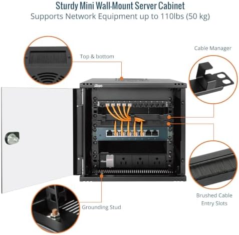 Tecmojo 6U 10 inch Rack, Wall Mount Network Cabinet Set,12.3W x 13D x 11.8H- Load Capacity 110Lbs(50 kg),Black 10" Wall Housing Server Rack Set - Image 4