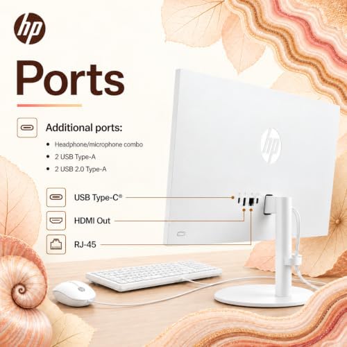 HP 22" All-in-One Desktop Computer, 8GB DDR5 RAM, 128GB UFS Storage,13th Gen Intel Quad-Core CPU, FHD VA Display, WiFi 6, Bluetooth 5.3, RJ45, USB-C (10Gbps), UHD Graphics, 720p Cam, Cashmere White - Image 6
