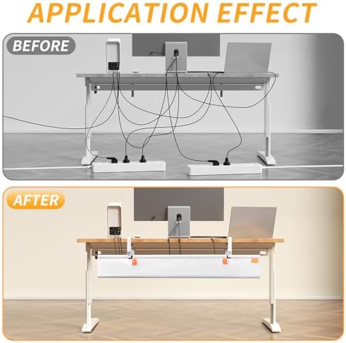 Under Desk Cable Management Tray No Drill,48Inch Cable Management,White - Image 4