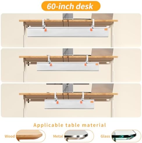 Under Desk Cable Management Tray No Drill, 28Inch Cable Management,White - Image 5
