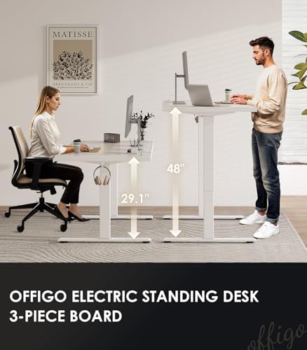 OffiGo 71 Inch Executive Electric Standing Desk Height Adjustable, White - Image 3