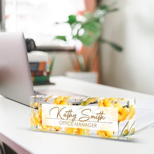 Personalized Name Plate for Desk, Custom Desk Name Plate, Acrylic Name Plate Office Desk Accessories, Personalized Office Gifts for Coworkers Teachers, Employee Appreciation Gifts (A-WaterColor5) - Image 4